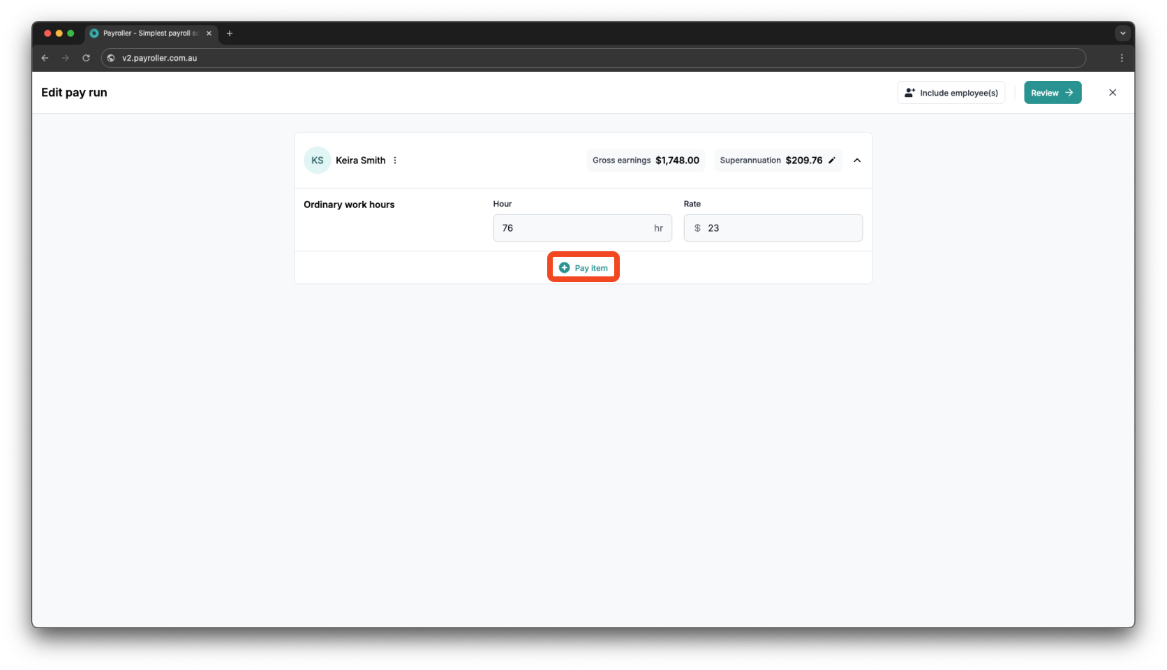 Creating pay runs - Adding a deduction - 3