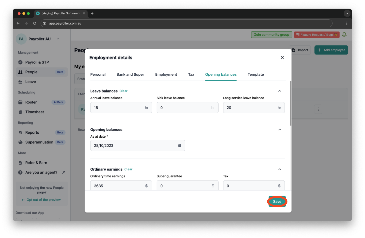Payroller functions - Long Service Leave - 15