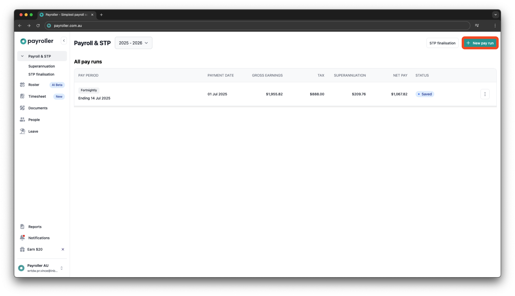 Creating pay runs - Adding Commission/lump sum - 1