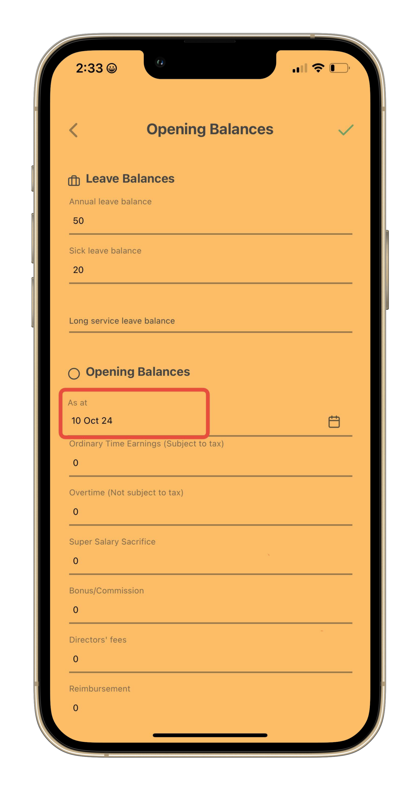 Payroller Mobile App - How to add opening balance to the Payroller mobile app - 5