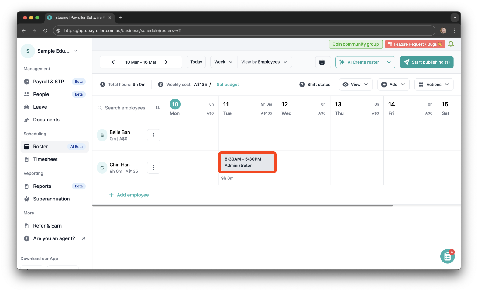 Timesheets and rostering - How to copy and paste a roster / How to copy and paste a shift - 2