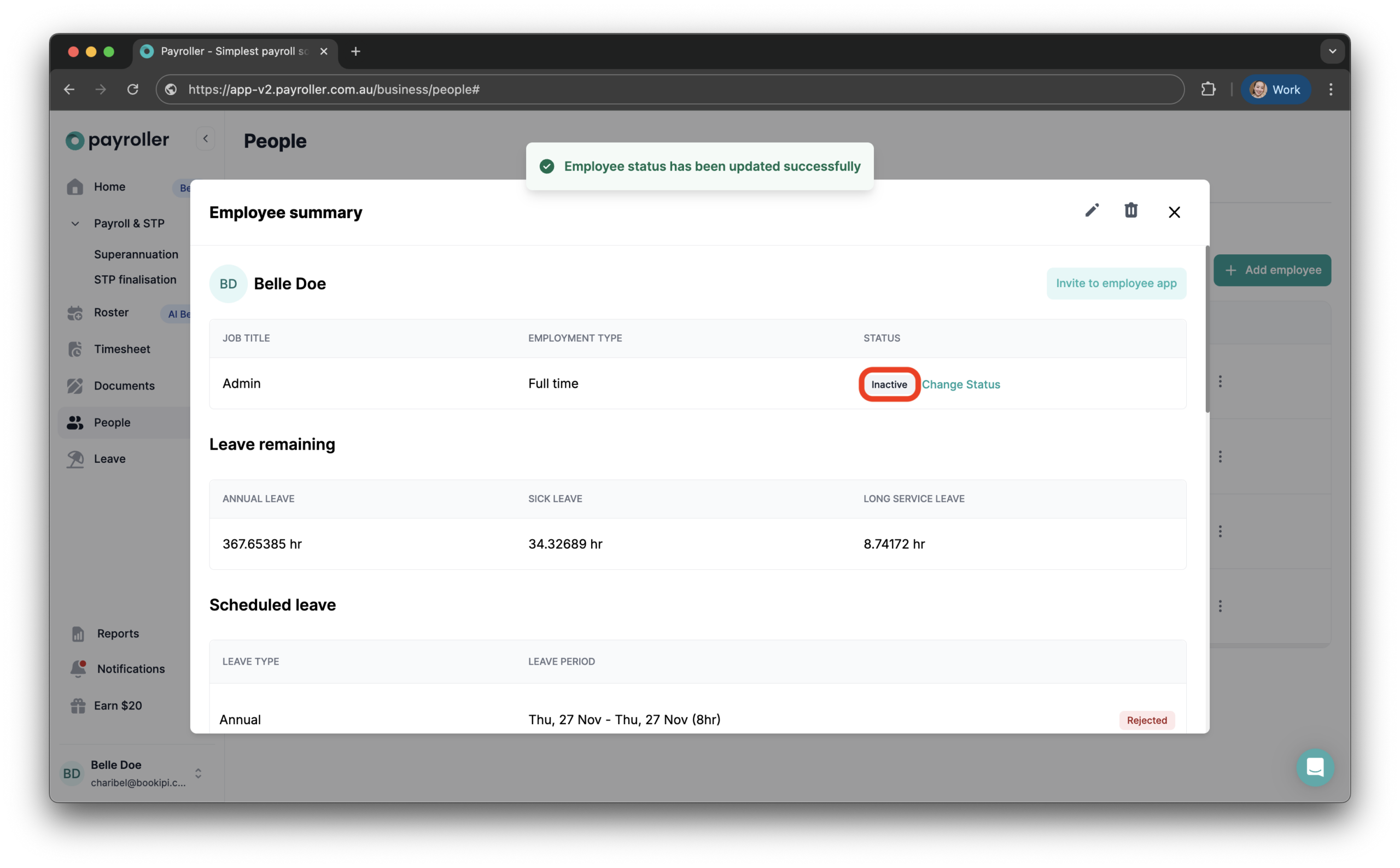 Setting up your employees - Changing the status of your employee (active, inactive, roster-only) - 12