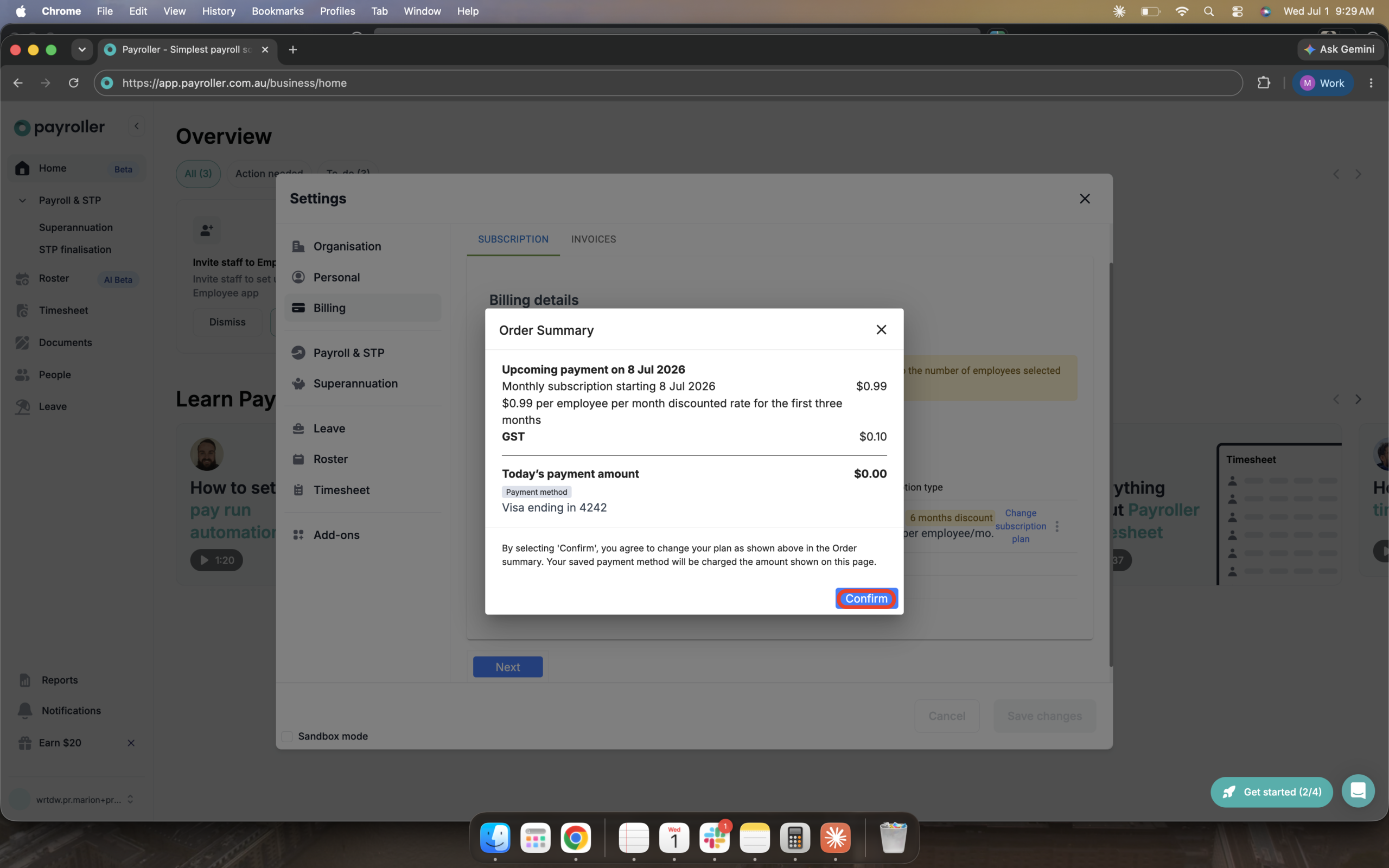 Payroller Employer Subscriptions - Editing the subscription type to a monthly or an annual subscription - 13