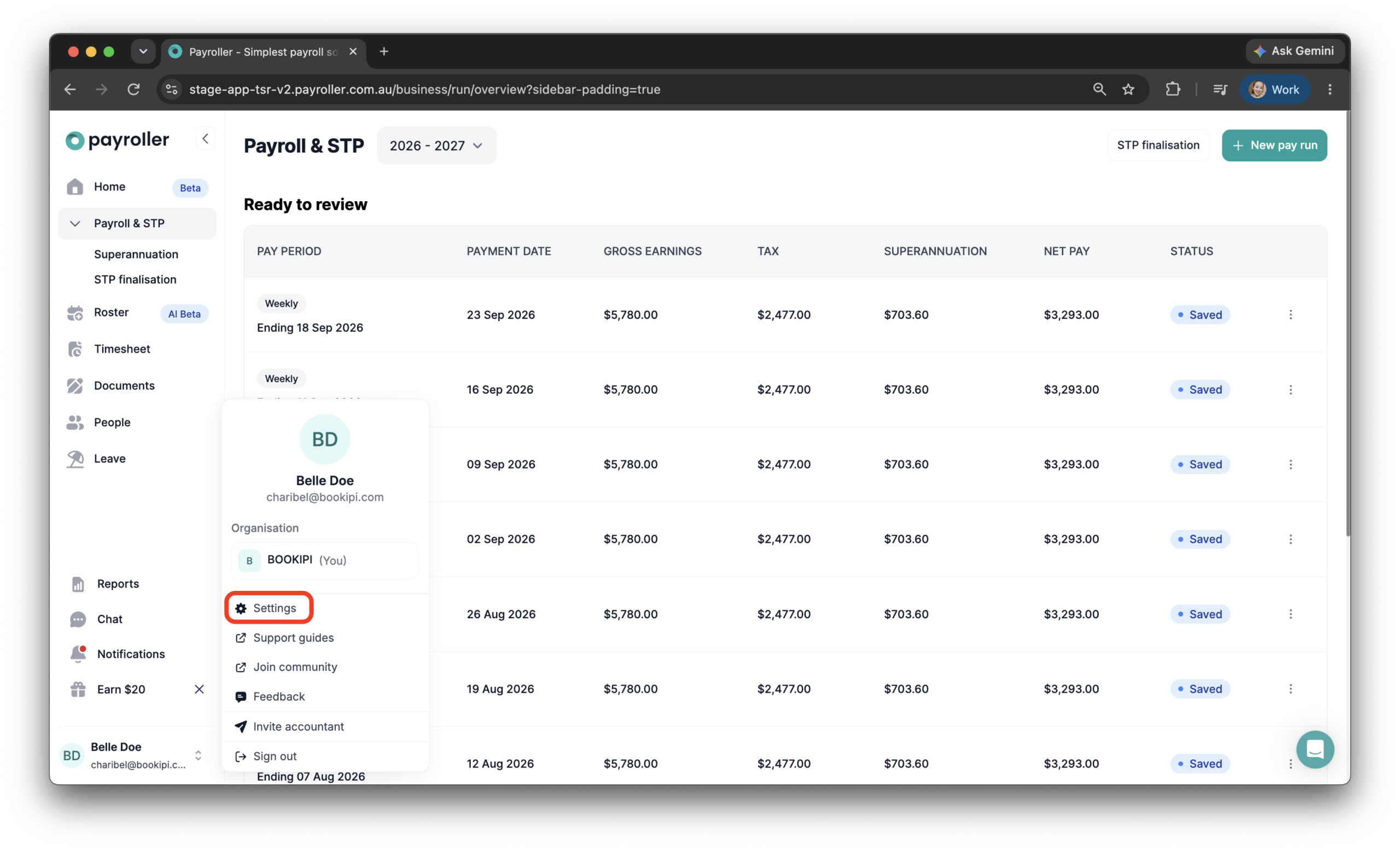 Payroller settings - Edit the business hours for calculating requested and scheduled leave - 3