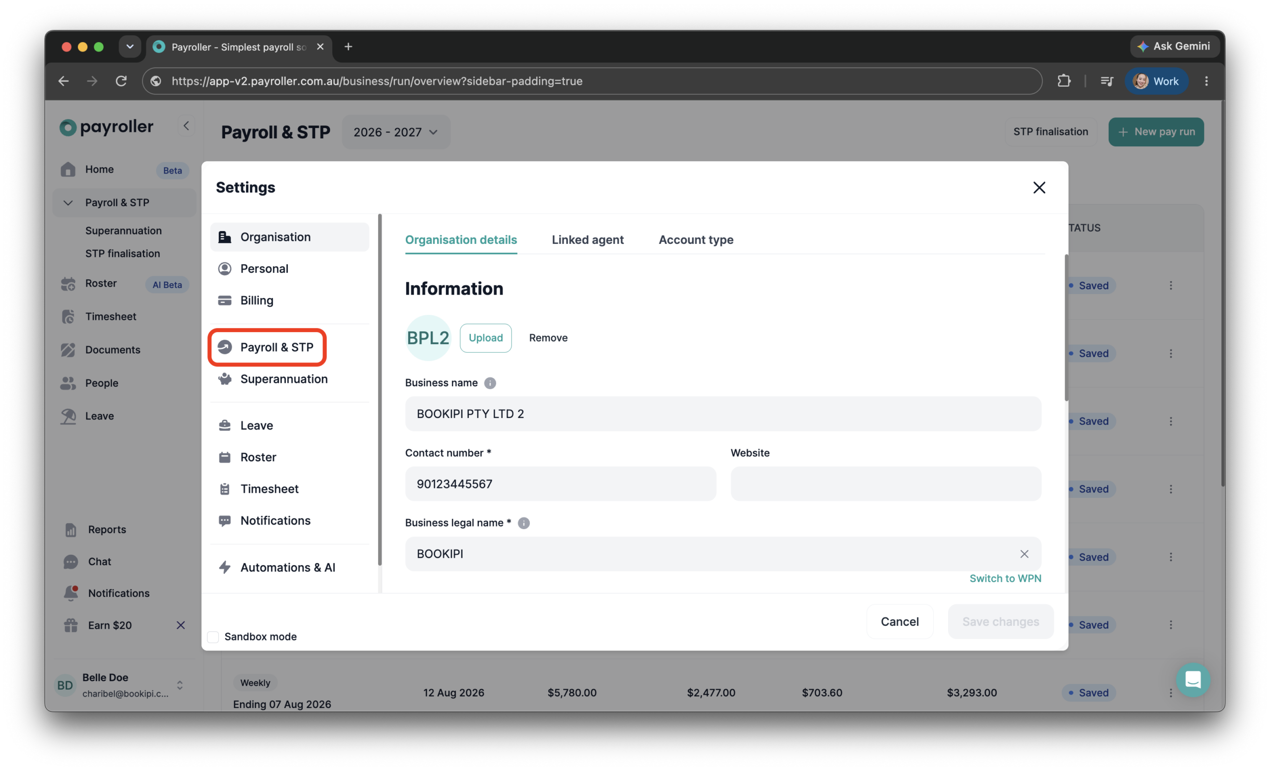 Payroller settings - Edit the business hours for calculating requested and scheduled leave - 4