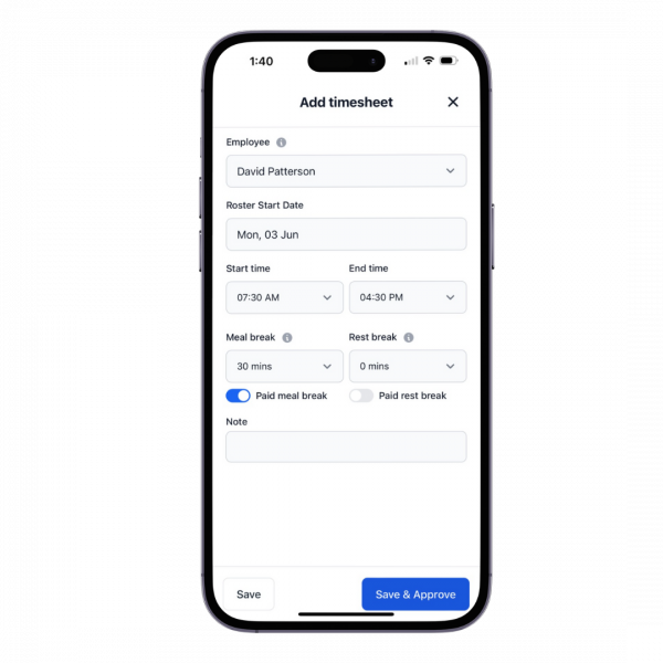[Bookipi People] Add Timesheet - iPhone